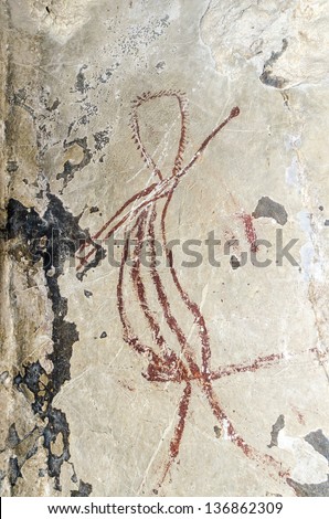 Ancient cave paintings in the cave of Thailand