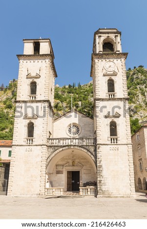 Old stone orthodox church in the Venetian style in the town of Kotor. Montenegro