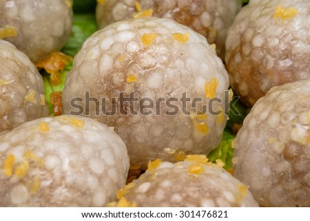 Thai snack tapioca balls with pork filling delicious food.
