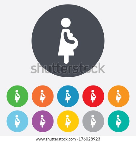 Pregnant sign icon Women Pregnancy symbol Round colourful 11 buttons Vector Pregnant sign icon Women Pregnancy symbol Round colourful 11 buttons Vector