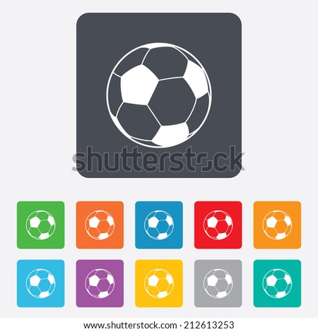 Football ball sign icon. Soccer Sport symbol. Rounded squares 11 buttons. Vector