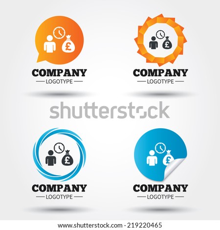 Bank loans sign icon. Get money fast symbol. Borrow money. Business abstract circle logos. Icon in speech bubble, wreath. Vector
