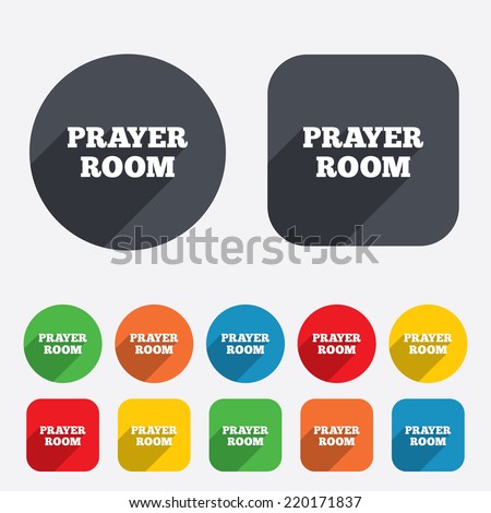 Prayer room sign icon. Religion priest faith symbol. Circles and rounded squares 12 buttons. Vector
