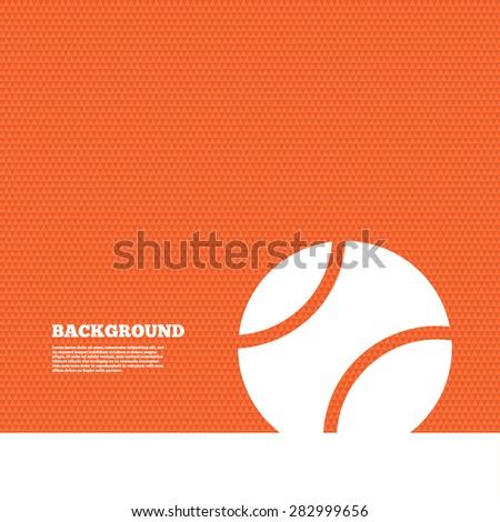 Background with seamless pattern. Tennis ball sign icon. Sport symbol. Triangles orange texture. Vector