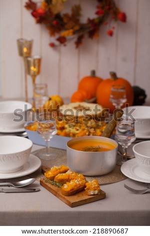 Elegant diner for halloween or thanksgiving.