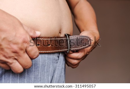 big stomach and short belt.