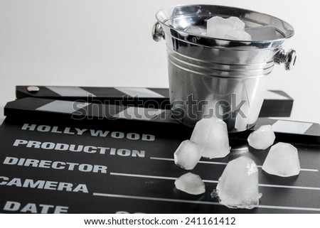 Ice bucket on a clapboard
