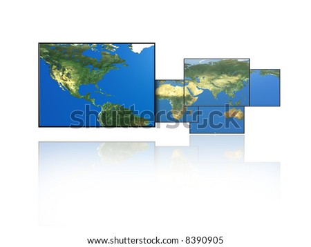 stock photo : Paneled world map. United States. World Map United States. stock photo : Paneled world map. United States.