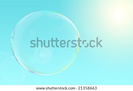 Clear soap bubble floating in the sky.