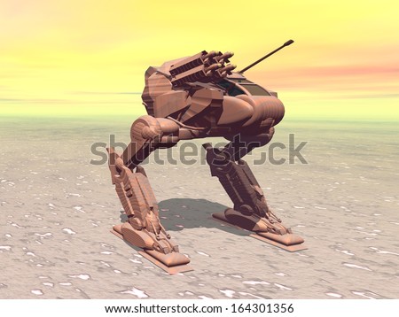 Mechanized Intelligent Vehicle (Anti-air escort) at the desert. Original creation and modeling by the author.
