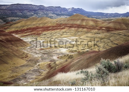 A panoramic view of the Painted Hills Oregon State USA North America