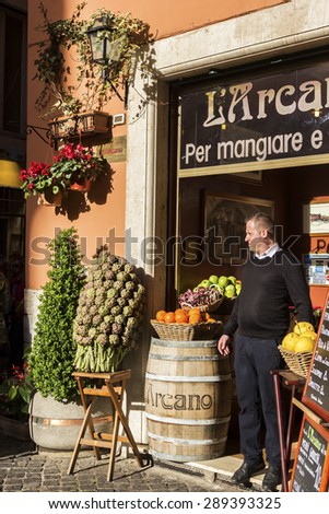 ROME, LAZIO/ITALY - APRIL 3, 2015: Owner of the restaurant in Rome in Italy.
