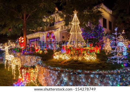Christmas lights on home in Southern California.