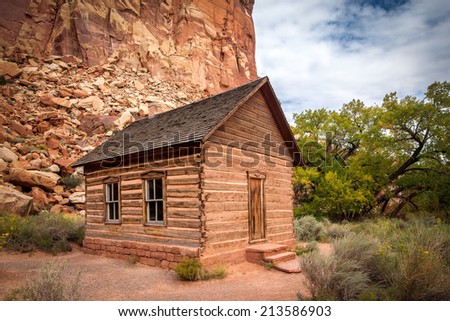 Fruita School House, Capitol Reef National Park, Utah. This historic school house was built in 1896 by mormon settlers.The little one-room building served as the learning center for grades 1 - 8.