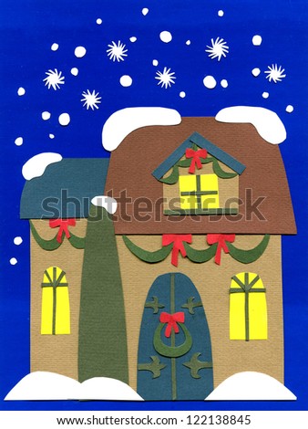 Christmas house paper cutout