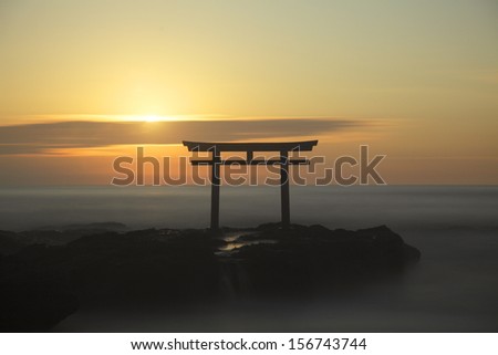 Silhouette of traditional tori gate