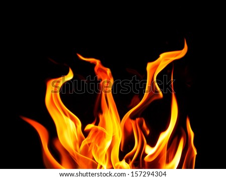 Closeup of fire frame over black background