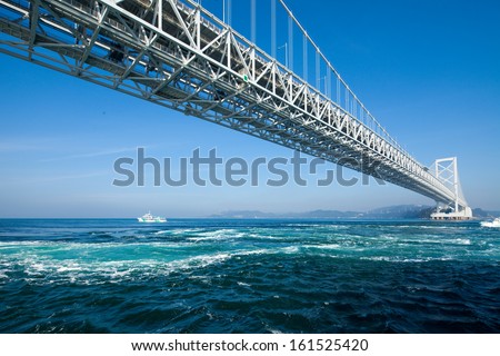 A large white bridge stretching across clear blue waters.