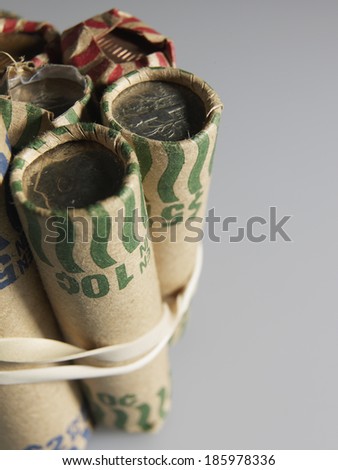 Close-Up of US Coin Rolls