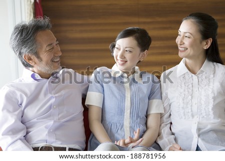family talking with smile