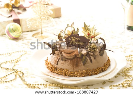 Fancy cake for Christmas with raw chocolate cream