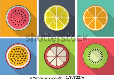 fruit flat icons with long shadow fruit flat icons with long shadow