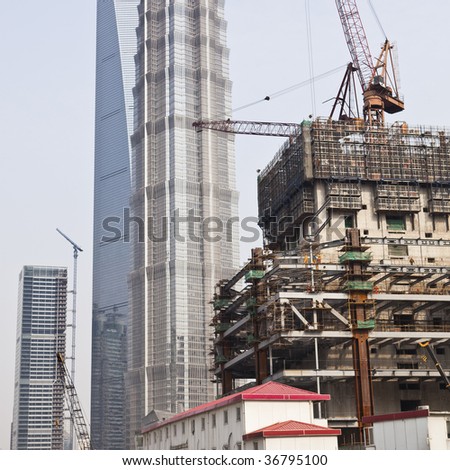 construction site in pudong, shanghai, china