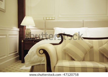 corner of a stylish hotel room; high dynamic range image