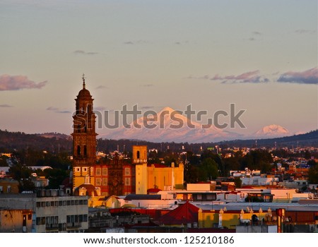 Sunset on mountain over Puebla Sunset on mountain over Puebla