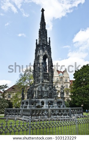 A pillar in a Prague park.
