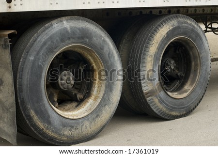 Large black semi-truck tires