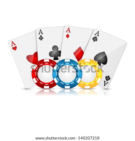 playing cards and poker chips on a white background playing cards and poker chips on a white background
