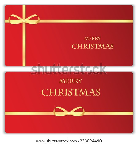 Set of Christmas and New Year banners with gold ribbons Set of Christmas and New Year banners with gold ribbons