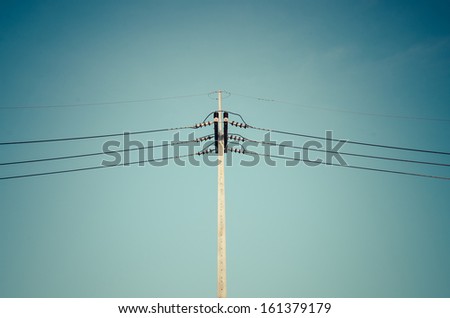 Power line on pillar, processed