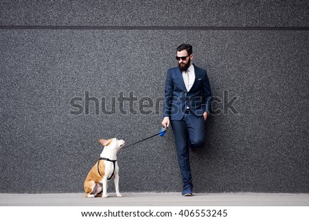 Businessman with his dog.