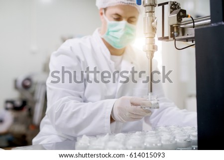 Medical production, health care industry. Medicine concept employee.