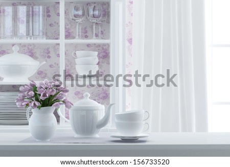breakfast composition with white service breakfast composition with white service