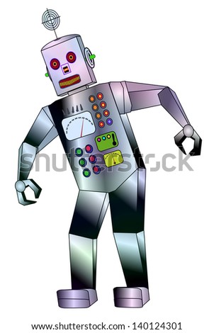 Vintage Robot Man Clip Art