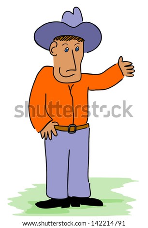 Man in Cowboy Hat Waving