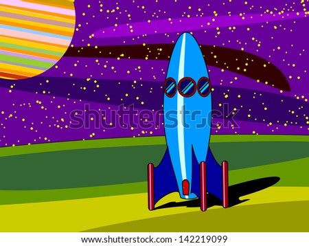 Lone Rocket Ship on an Unknown Planet