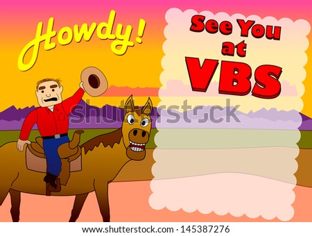 Western Cowboy Theme Vacation Bible School Announcement