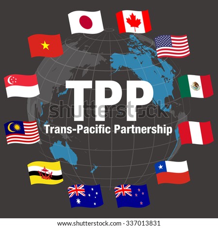 Tpp(Trans-Pacific Partnership) And Negotiating Countrie'S Flags, Vector ...