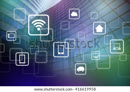 smart building and wireless communication network, internet of things(IoT), abstract image visual