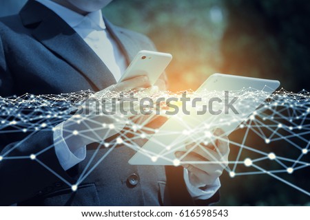 business network concept. mobile communication technology. 3D rendering. abstract image visual.