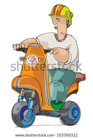 Scooter - Cartoon Stock Vector Illustration 103300322 : Shutterstock