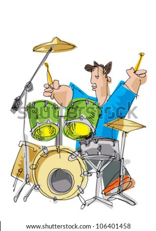 Drummer - Cartoon Stock Vector Illustration 106401458 : Shutterstock