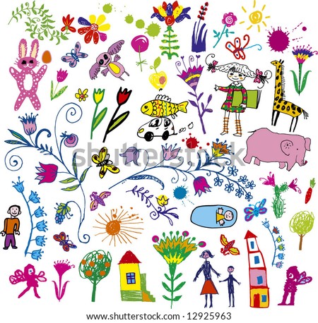 Child Draw (Vector) - 12925963 : Shutterstock