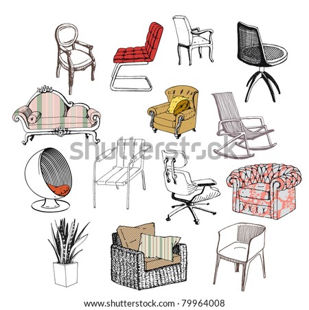 Furniture. Chair. Sofa. Modern &Amp; Classic Style Stock Vector ...