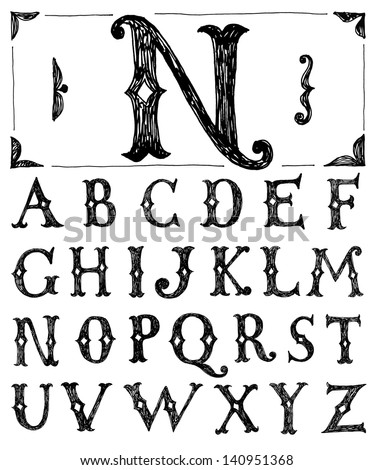 Vector alphabet Hand drawn letters The letters are drawn with a ballpoint pen Vector alphabet Hand drawn letters The letters are drawn with a ballpoint pen