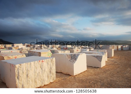 marble blocks in evening sun